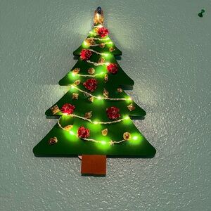 Illuminated Green Christmas Tree Wall Art